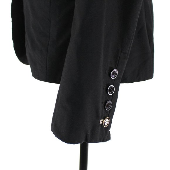 Tory Burch Black Lightweight Wool Single Breasted Blazer 4 Logo Button Jacket - Picture 4 of 7